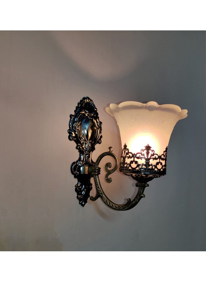 SINOMAN مصباح حائط تقليدي من سينومان مع ظل زجاجي، تركيبة إضاءة كلاسيكية مثالية لغرفة النوم، غرفة المعيشة، الممرات، المداخل (مع لمبة) - Image 3