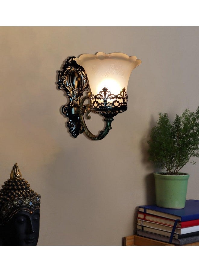 SINOMAN مصباح حائط تقليدي من سينومان مع ظل زجاجي، تركيبة إضاءة كلاسيكية مثالية لغرفة النوم، غرفة المعيشة، الممرات، المداخل (مع لمبة) - Image 4