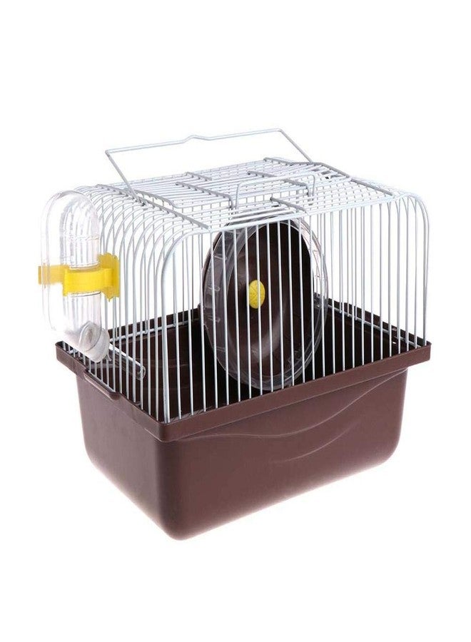 CHUQIANTONG Small Pet Hamster Cage with Running Wheel Water Bottle Food Basin Portable Carrier House Mice Home Habitat for Going Out, Traveling (Coffee) - Image 1