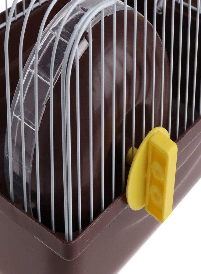 CHUQIANTONG Small Pet Hamster Cage with Running Wheel Water Bottle Food Basin Portable Carrier House Mice Home Habitat for Going Out, Traveling (Coffee) - Image 5