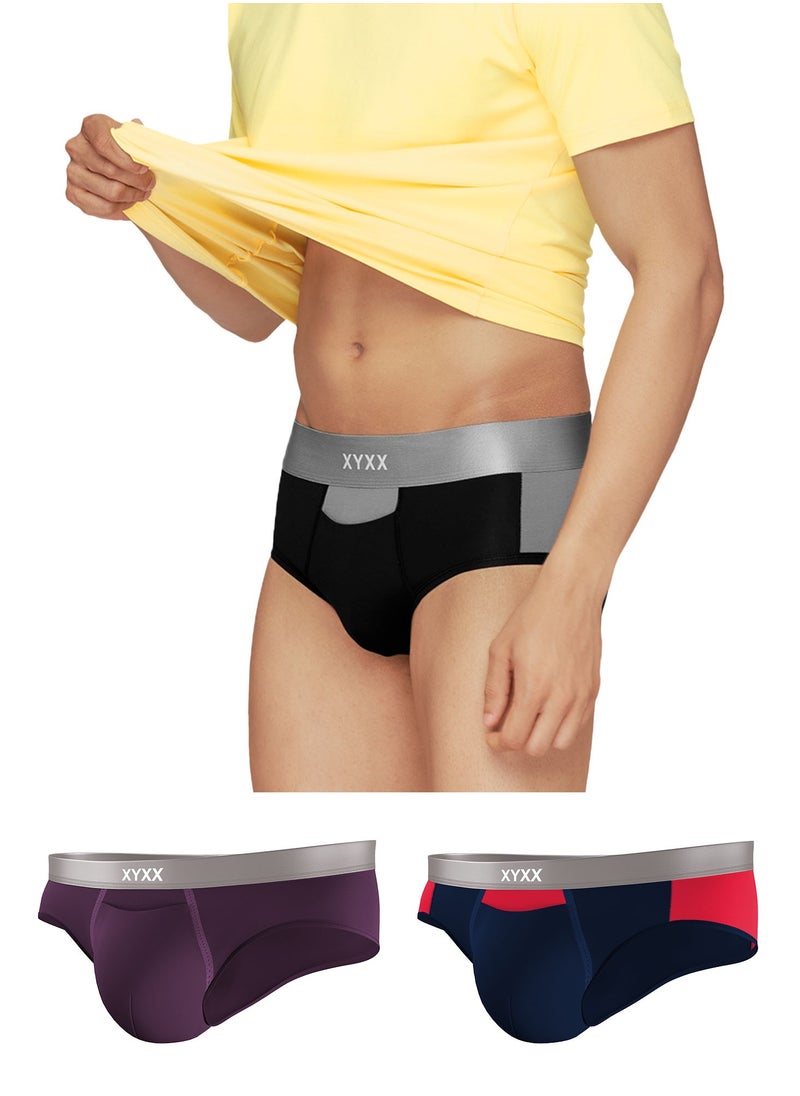 XYXX - Pack of 3 Illuminati Intellisoft Micro Modal Color Blocked Solid Men Brief - Image 1