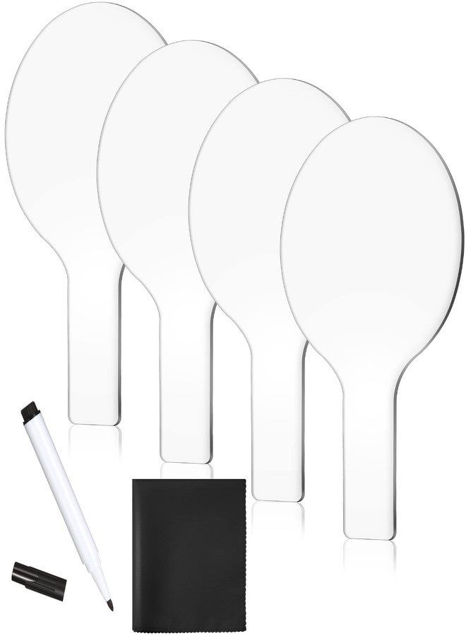 Containlol 4 Pcs Mini Dry Erase Answer Paddles Acrylic Answer Board Double-Sided Response Paddles Quick Response Board with Handle for Teaching Office Games Home - Image 1