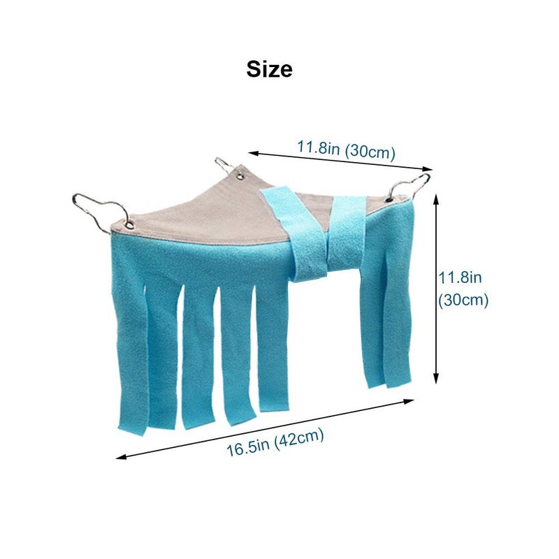 RIOUSSI Guinea Pig Hideout Hideaway Corner Fleece Toys Cage Accessories with Reversible Sides, Geo/Gray+Blue x 1 Curtain - Image 3