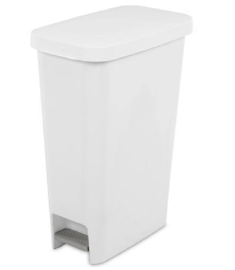Sterilite Sterilite 10588004 Slim Stepon Wastebasket White 11 Gallon 
