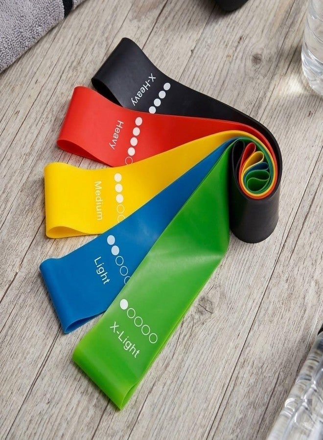 Rangchhelo Resistance Exercise Loop Bands Set of 5, Thigh & Hip Strengthening Stretch Bands for Home Workout, Non-Slip Elastic Fitness Bands for Men & Women, Yoga, Pilates & Training Use - Image 1