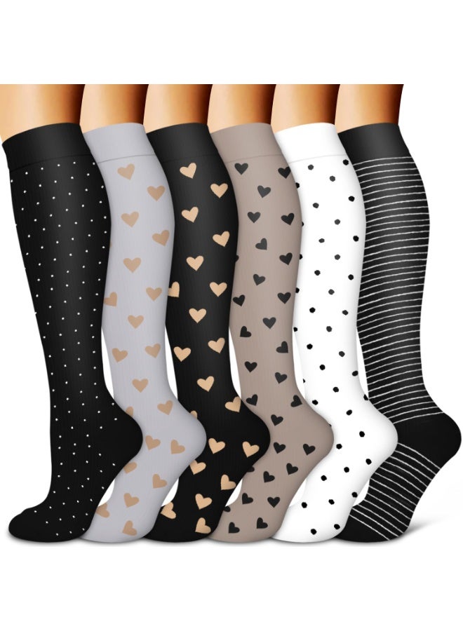 6 pairs Compression Socks S/M for Women  Men Best Support for Nurses, Running, Hiking, Recovery S/M - Image 1