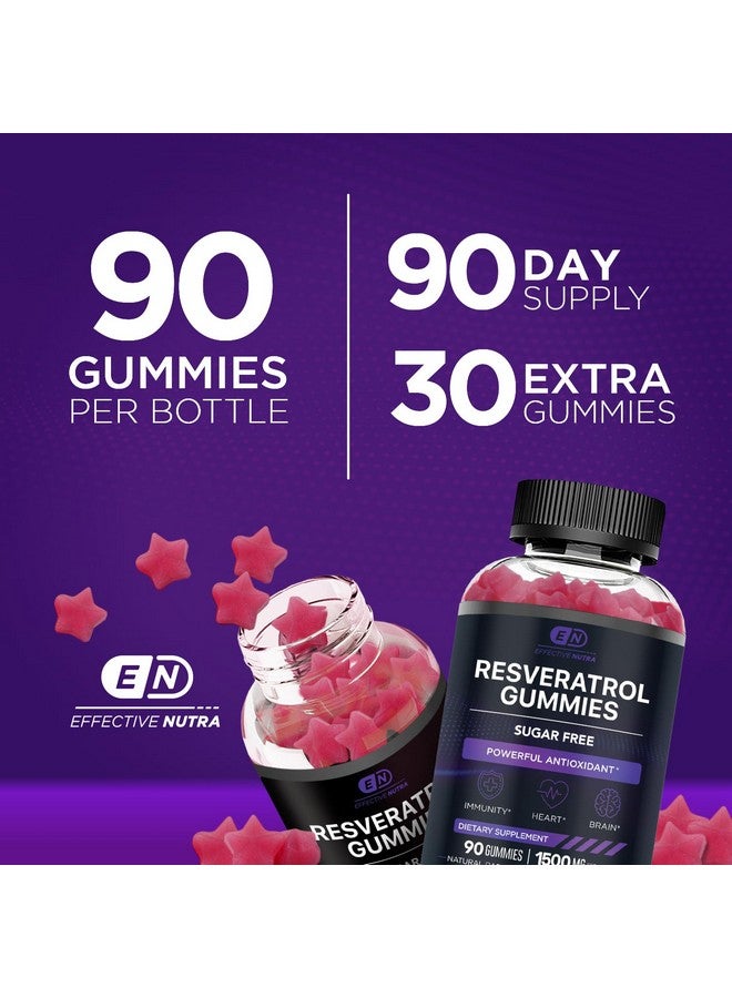 Effective Nutra EFFECTIVE NUTRA Resveratrol Gummies 1500mg - Sugar Free Resveratrol Supplement for Antioxidant Support, Immunity, Heart Health, Brain Function - Natural Raspberry Watermelon Flavor (90 Count) - Image 4