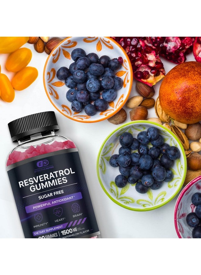 Effective Nutra EFFECTIVE NUTRA Resveratrol Gummies 1500mg - Sugar Free Resveratrol Supplement for Antioxidant Support, Immunity, Heart Health, Brain Function - Natural Raspberry Watermelon Flavor (90 Count) - Image 5