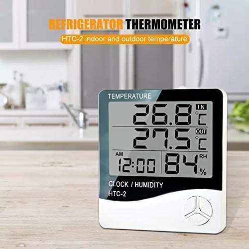 istore HTC Humidity Temperature Digital Hygrometer Clock with Alarm and Memory Function for Humidity and Temperature Measurement Hygrometer Thermometer Humidity Meter LCD Display Weather Station - Image 2