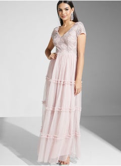 Namshi x Julia Embellished Bodice Dress With Tier Detail  - Image 5