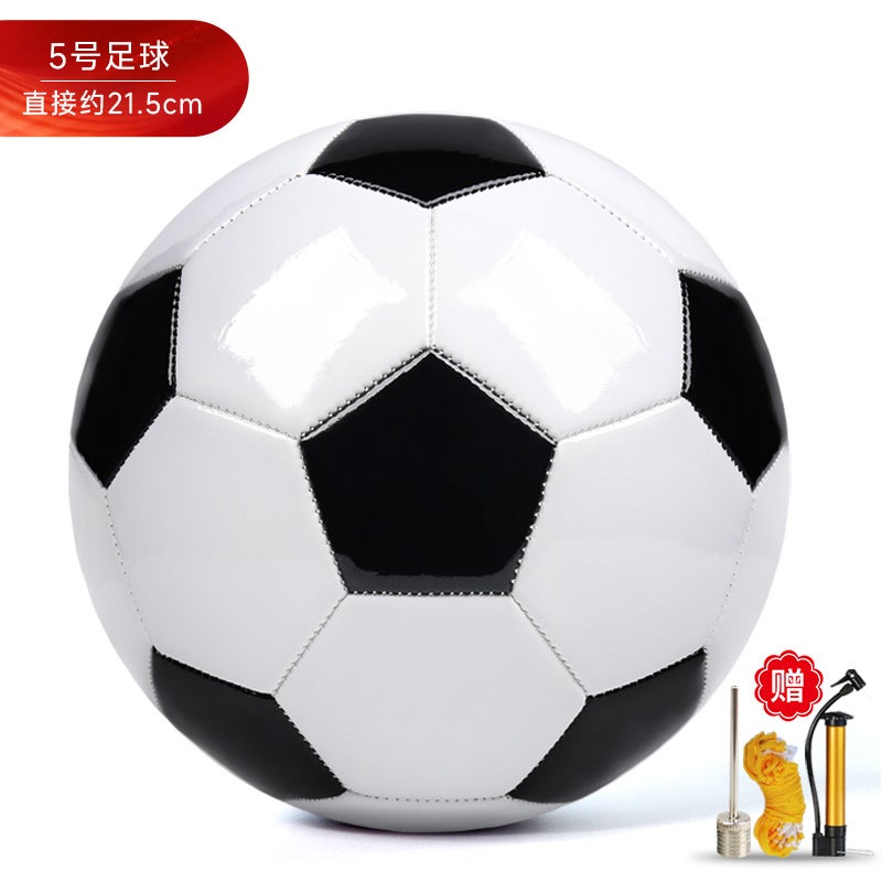 Generic Childrens Football No.4 Primary and Secondary School Students No.4 No.5 World Cup Training Competition Wear-resistant Explosion-proof Students Special for Senior High School Entrance Examination 5#Classic black and white block