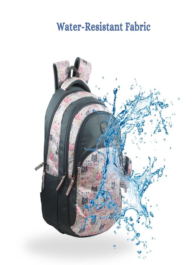 Ligo Catseye 19 Inch Kids Picnic Printed Bag with Free Sipper School Bags for Boys with Bottle Pocket and Front Organizer school bag for girls (Light Pink) - Image 5