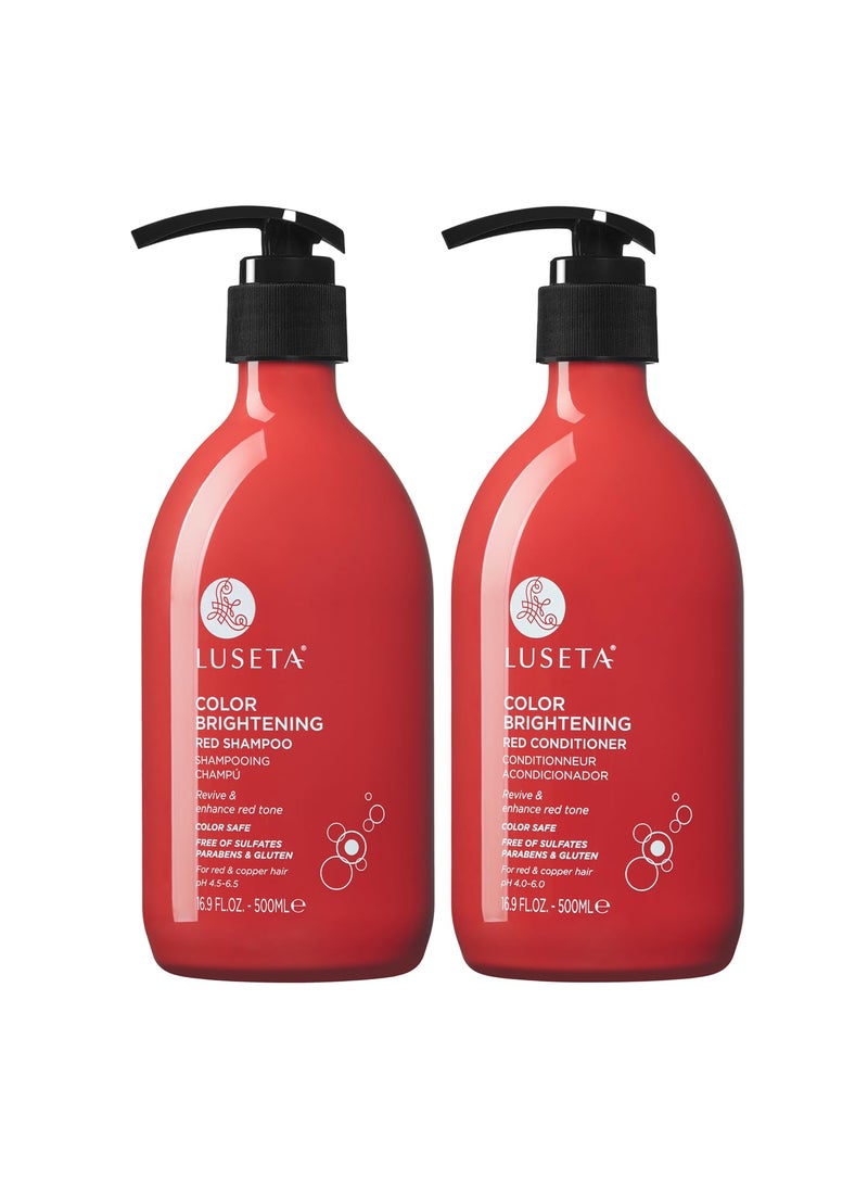 L LUSETA Luseta Red Hair Shampoo & Conditioner Set for Color Treated, Sulfate and Paraben Free for Copper Brightening, Strengthening Follicles With Pomegranate Extract 2 x 16.9oz 