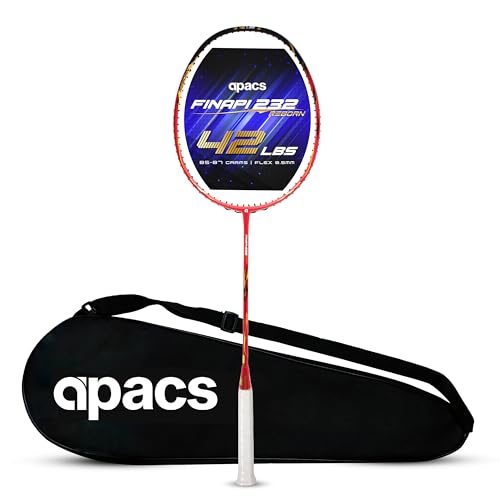 Apacs Finapi 232 Reborn (Unstrung, 42 LBS Mega Tension, World's Toughest Frame) Power Series Badminton Racket | Made with 100% Japanese Ultra Graphite Badminton Racquet with Full Cover (Red) - Image 1
