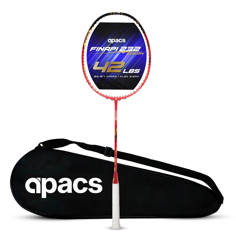 Apacs Finapi 232 Reborn (Unstrung, 42 LBS Mega Tension, World's Toughest Frame) Power Series Badminton Racket | Made with 100% Japanese Ultra Graphite Badminton Racquet with Full Cover (Red) - Image 5