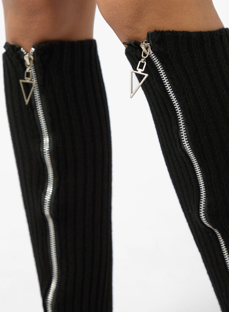 Ginger Zipped Ribbed Leg Warmer - Image 3
