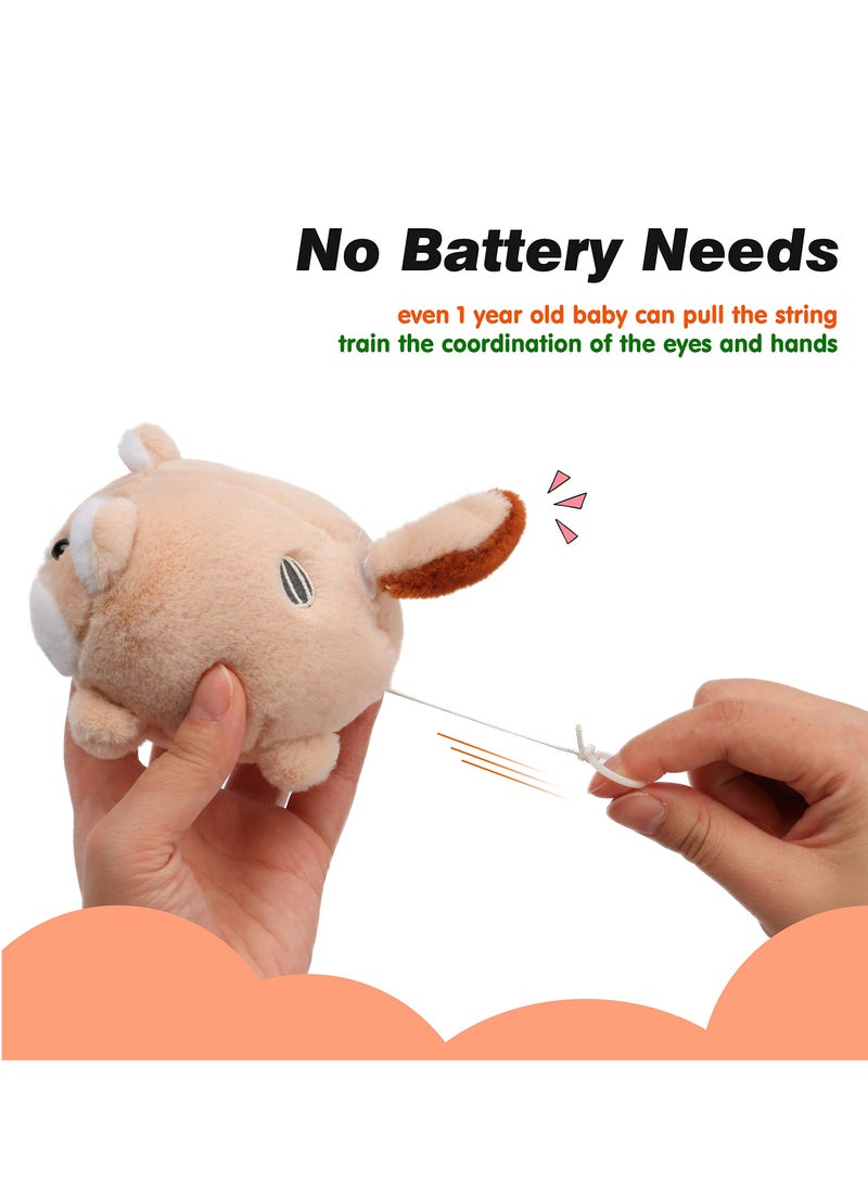 Bukela - Pull String Plush Kitty Squeaky Toy with Bell Wind-up Clockwork Cat Motorized Wagging Tail Rotating Interactive Kitten Toys Pullback Cord Stuffed Animal Gift for Baby Kids, Black, 5'' - Image 1