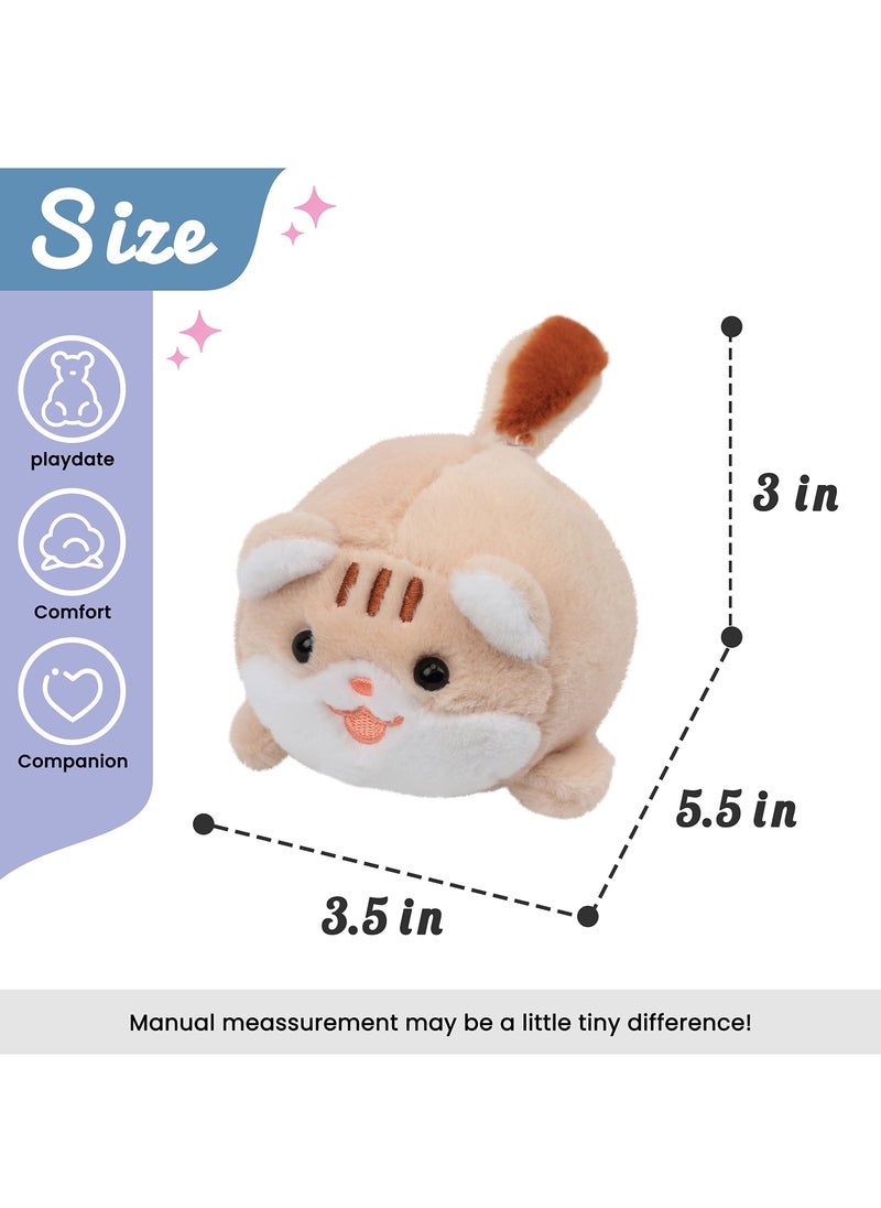 Bukela - Pull String Plush Kitty Squeaky Toy with Bell Wind-up Clockwork Cat Motorized Wagging Tail Rotating Interactive Kitten Toys Pullback Cord Stuffed Animal Gift for Baby Kids, Black, 5'' - Image 1