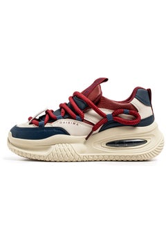 Spring New Mens Low Top Thick Bottom Increased Altitude Old Man Shoes Student Leather Face Plus Size Sports Shoes Plus Size Liv Jl2326 red and blue