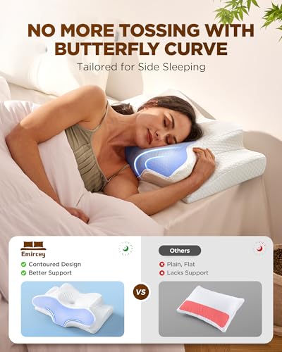 Emircey Dream Without Pain Cervical Neck Pillow for Sleeping, Ergonomic Side Sleeper Pillows for Adults, Cooling Orthopedic Pillow for Neck Relief Support, Memory Foam Pillows Back Stomach Sleepers - Image 3