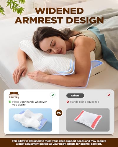 Emircey Dream Without Pain Cervical Neck Pillow for Sleeping, Ergonomic Side Sleeper Pillows for Adults, Cooling Orthopedic Pillow for Neck Relief Support, Memory Foam Pillows Back Stomach Sleepers - Image 4