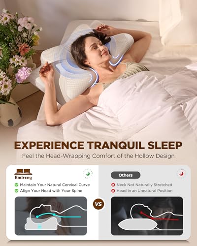 Emircey Dream Without Pain Cervical Neck Pillow for Sleeping, Ergonomic Side Sleeper Pillows for Adults, Cooling Orthopedic Pillow for Neck Relief Support, Memory Foam Pillows Back Stomach Sleepers - Image 2