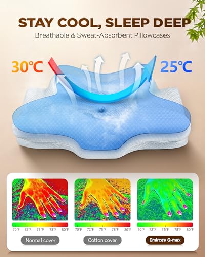 Emircey Dream Without Pain Cervical Neck Pillow for Sleeping, Ergonomic Side Sleeper Pillows for Adults, Cooling Orthopedic Pillow for Neck Relief Support, Memory Foam Pillows Back Stomach Sleepers - Image 5