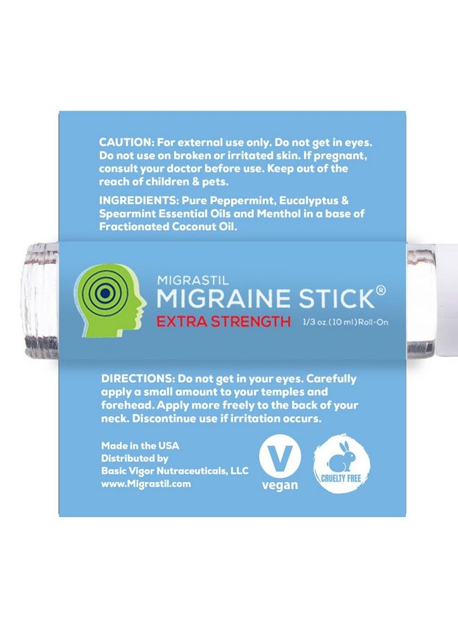 Basic Vigor Basic Vigor Migrastil Extra Strength Migraine Stick Advanced Formula. Strong Aromatherapy Roll On with Menthol and Essential Oils. No Lavender. Made in The USA.  - Image 1