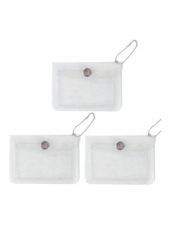 3 Pcs Transparent Card Holder Keychain Wallet Small Coin Purse Mini Change Pouch Waterproof Card Case for Women Girls, Clear, Waterproof Transparent Pouch 11.5 x 8 cm