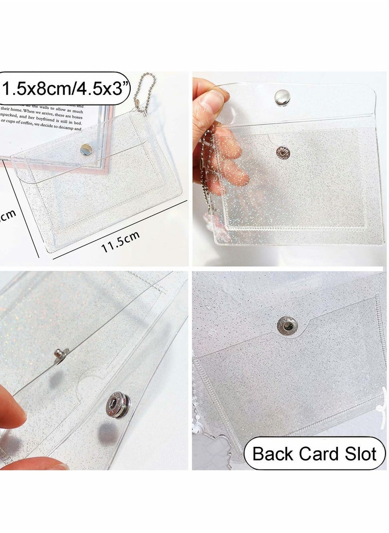 Excefore - 3 Pcs Transparent Card Holder Keychain Wallet Small Coin Purse Mini Change Pouch Waterproof Card Case for Women Girls, Clear, Waterproof Transparent Pouch 11.5 x 8 cm - Image 1