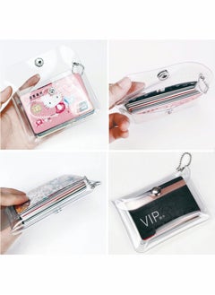 Excefore 3 Pcs Transparent Card Holder Keychain Wallet Small Coin Purse Mini Change Pouch Waterproof Card Case for Women Girls, Clear, Waterproof Transparent Pouch 11.5 x 8 cm  - Image 2