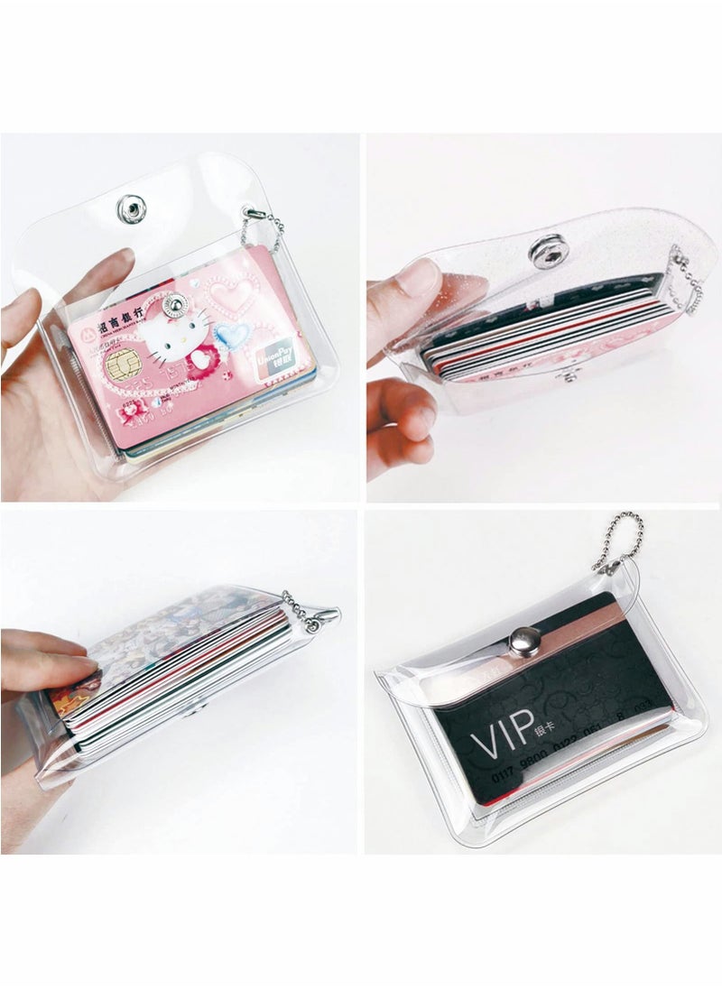 Excefore - 3 Pcs Transparent Card Holder Keychain Wallet Small Coin Purse Mini Change Pouch Waterproof Card Case for Women Girls, Clear, Waterproof Transparent Pouch 11.5 x 8 cm - Image 1