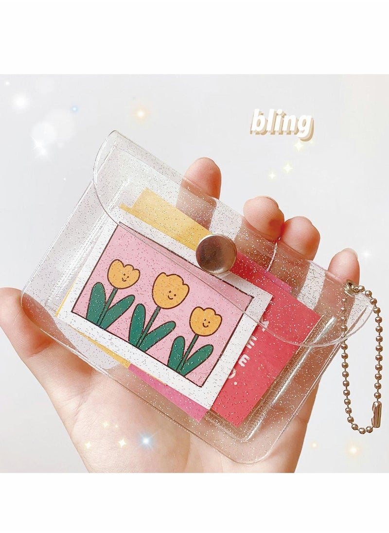 Excefore - 3 Pcs Transparent Card Holder Keychain Wallet Small Coin Purse Mini Change Pouch Waterproof Card Case for Women Girls, Clear, Waterproof Transparent Pouch 11.5 x 8 cm - Image 1