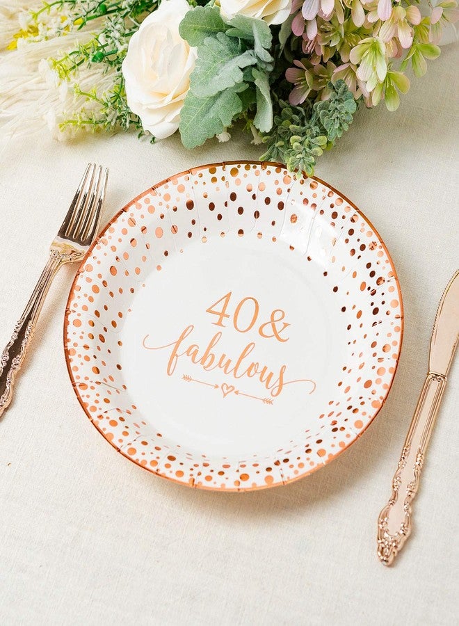 كريسكي 40 طبقًا رائعًا للاستخدام مرة واحدة للنساء، زينة عيد الميلاد الأربعين، لون ذهبي وردي، مناسب للحلويات، البوفيه، الكيك، الغداء، العشاء، ولوازم طاولة الحفلات، 50 طبقًا، 9 بوصات - Image 5