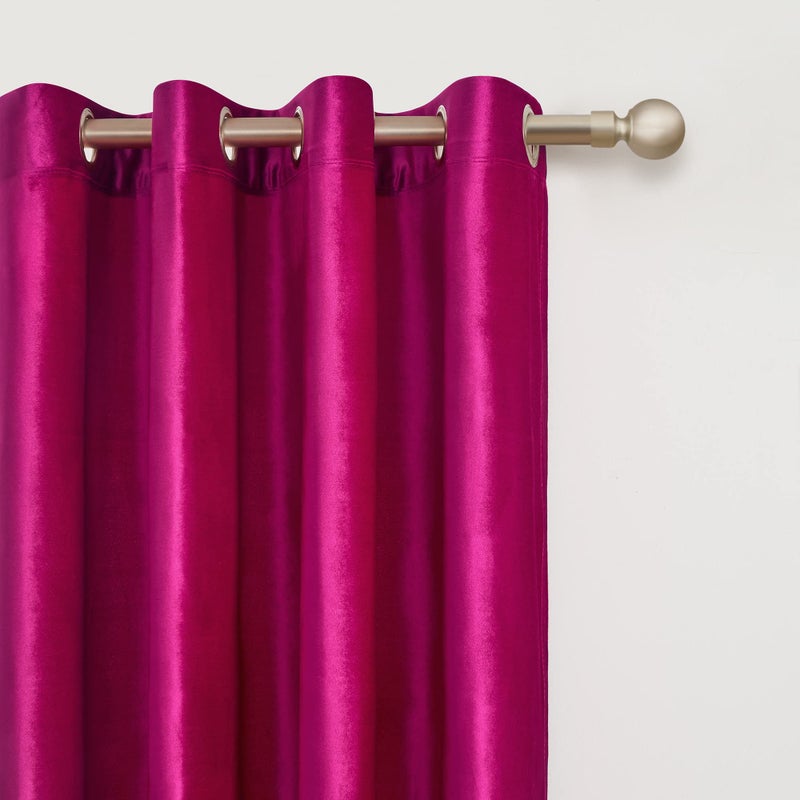 BULBUL Living Room Velvet Window Curtains 72 inch Length- 2 Panels Hot Pink Blackout Window Drapes Curtain Thermal Insulated Room Darkening Decor Grommet Curtains for Bedroom - Image 2
