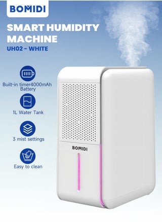 Smart Humidity Machine With 1L Water Tank Capacity,Low Noise, 4 Modes, 7- Color LED Light,Timer Settings & Water Shortage Reminder UH02 - White - pzsku/Z98B11B8835FB8AFA7DADZ/45/1745243408/51f64a44-085b-4e55-8a91-0b86cb4ac85d