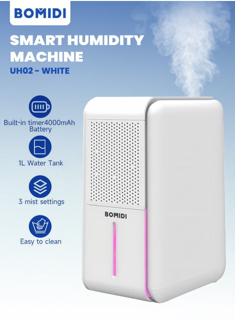 Smart Humidity Machine With 1L Water Tank Capacity,Low Noise, 4 Modes, 7- Color LED Light,Timer Settings & Water Shortage Reminder UH02 - White
