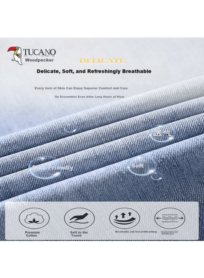 Tucano Wood Cotton Stretch Slim Fit Men's Jeans Spring Business Washed Vintage Casual Straight Leg Pants Blue Gray 40 - Image 2