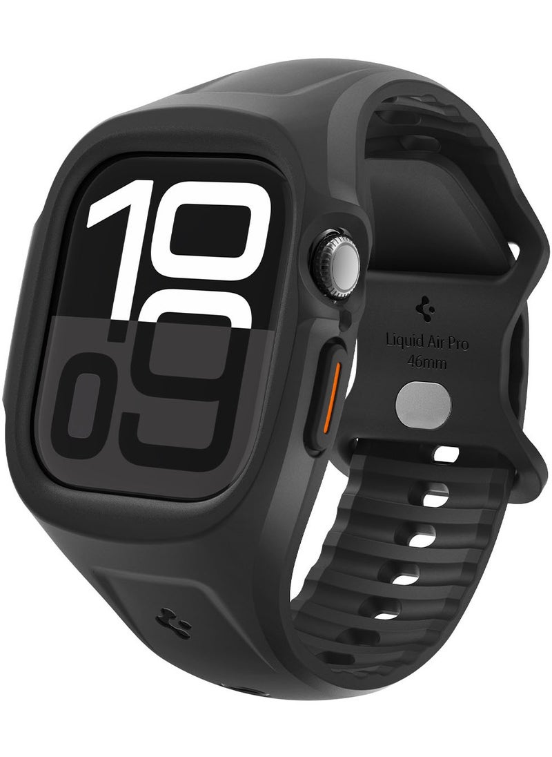 Spigen - Liquid Air Pro for Apple Watch Series 10 (46mm) Case with Band Strap - Matte Black - Image 1