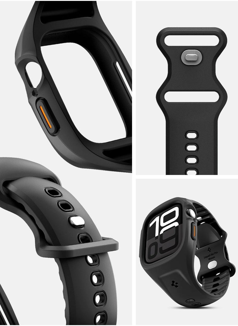 Spigen - Liquid Air Pro for Apple Watch Series 10 (46mm) Case with Band Strap - Matte Black - Image 1