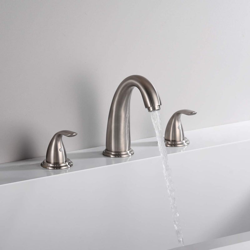 sumerain Two Handle Roman Tub Faucet Brushed Nickel with Valve, High Flow - Image 5