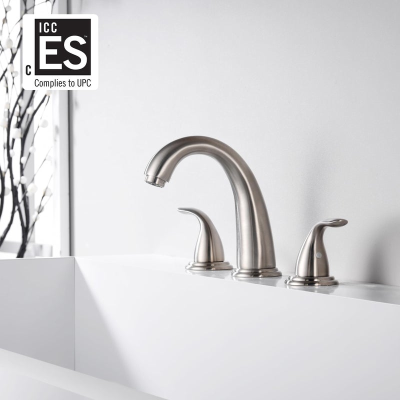 sumerain Two Handle Roman Tub Faucet Brushed Nickel with Valve, High Flow - Image 3