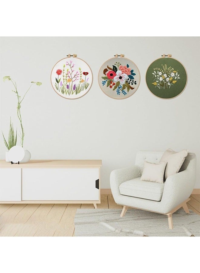 4 مجموعات من أدوات التطريز للمبتدئين، مجموعات غرز متقاطعة مع نمط مختوم، مجموعة أدوات التطريز المبتدئة تتضمن 1 حلقات تطريز خشبية، مجموعة إبر ملونة للبالغين - Image 4