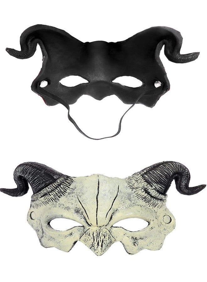Hosfairy 1Pcs Halloween Devil Mask Scary Horn Ghost Mask Monster Cosplay Mask for Easter Halloween Cosplay Party Costume(Beige) - Image 3