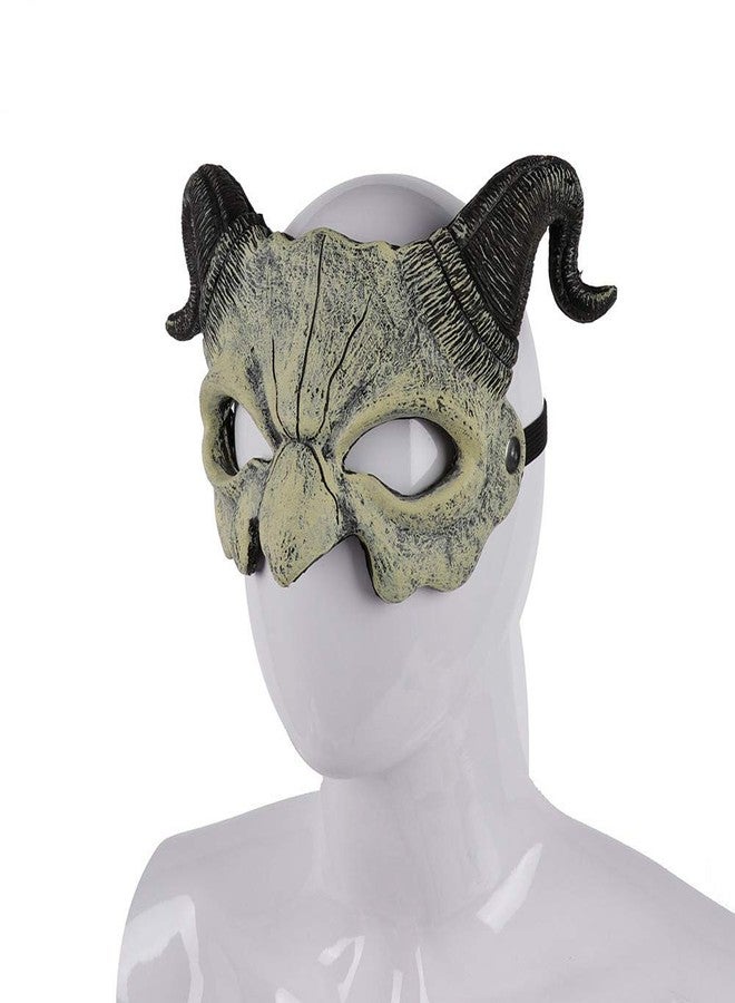 Hosfairy 1Pcs Halloween Devil Mask Scary Horn Ghost Mask Monster Cosplay Mask for Easter Halloween Cosplay Party Costume(Beige) - Image 2