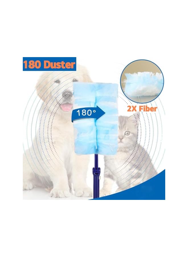 PROMASS Disposable Blue Duster Kit with Long and Short Handles - Multi Surface Cleaning, Heavy Duty Extender for High Ceiling Fans, Cars - Includes 20 Duster Refills - Image 2