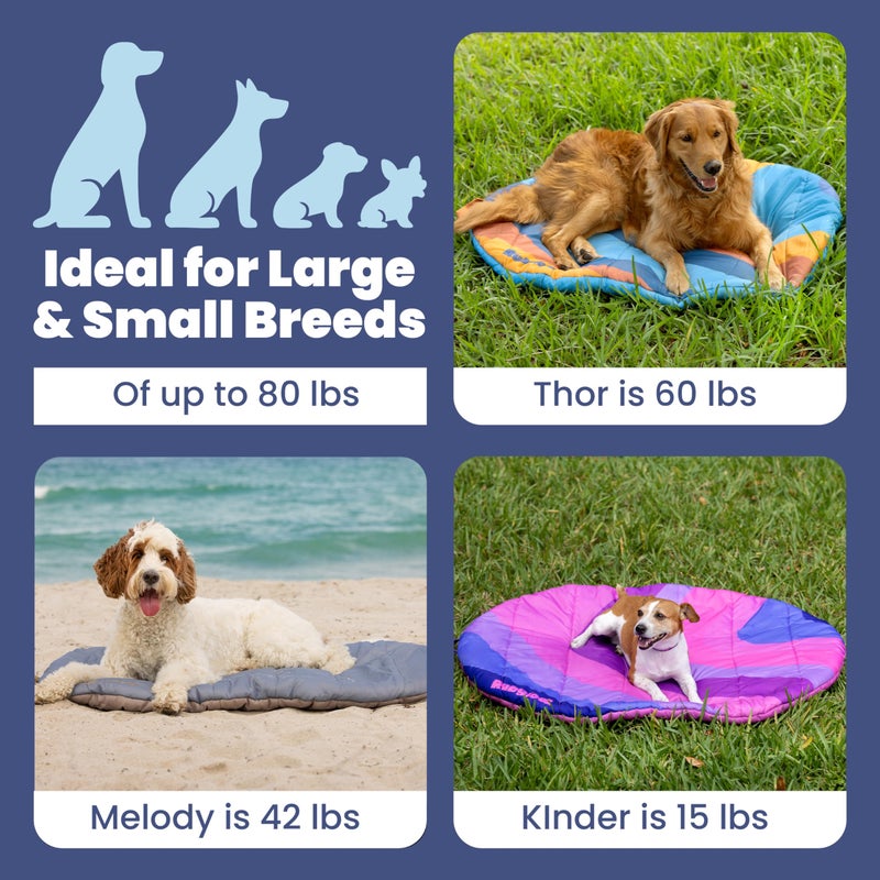 rubyloo Travel Dog Bed (42" x 30")- Foldable & Packable for Travel, Road Trip, Campingâ€“ Lightweight, Water Resistant & Cozy with Soft Paddingâ€“ Compact, Portable & Machine Washableâ€“ Large & Small Breeds: Grey - Image 5