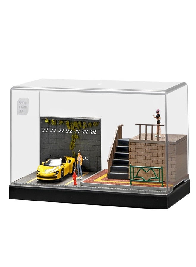 kivcmds Miniature Scenery Model for hot die-cast Wheels Cars, 1/64 Car Model Display Case, mini World Building Props（Medium） (Stairway Parking Lot) - Image 1