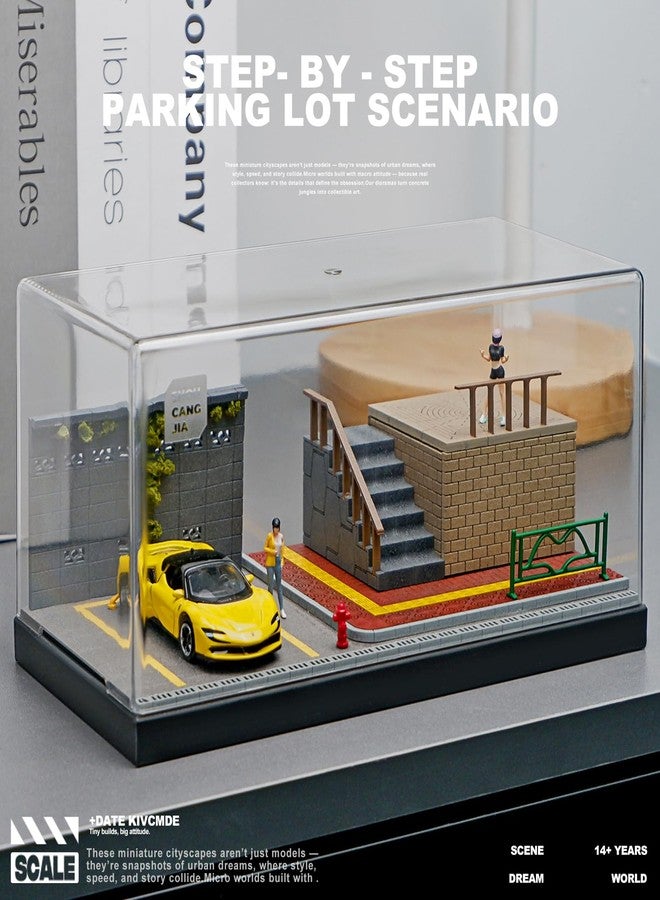 kivcmds Miniature Scenery Model for hot die-cast Wheels Cars, 1/64 Car Model Display Case, mini World Building Props（Medium） (Stairway Parking Lot) - Image 3
