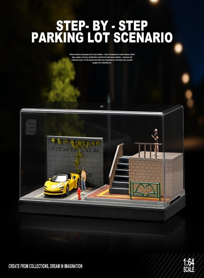 kivcmds Miniature Scenery Model for hot die-cast Wheels Cars, 1/64 Car Model Display Case, mini World Building Props（Medium） (Stairway Parking Lot) - Image 4